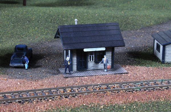 American Model Builders 631 Branchline Depot -- Laser-Cut Wood Kit - 1-3/4 x 1-1/2 x 1-3/8" 4.5 x 3.8 x 3.5cm, N Scale