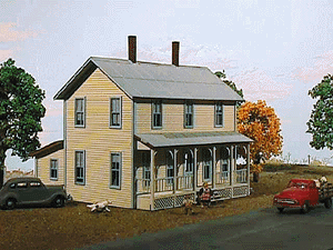 American Model Builders 640 Two-Story Farmhouse w/Porch - LASERkit(R) -- Kit - 2-1/2 x 1-3/4 x 2-1/4" 6.2 x 4.3 x 5.6cm, N Scale