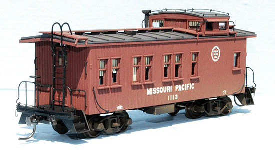 American Model Builders 883 Wood Caboose - Kit (Laser-Cut Wood) -- Missouri Pacific Drover's Car 1100-1119 Series, HO Scale