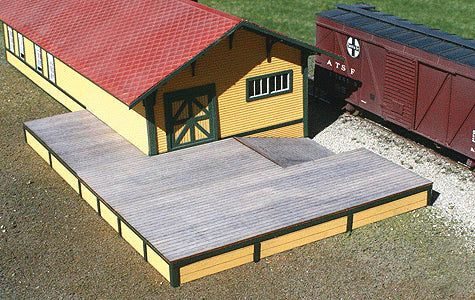 American Model Builders 809 Santa Fe Standard Freight Dock (Laser-Cut Wood Kit) -- 6-1/2 x 4-3/4 x 3/8" 16.5 x 12.1 x 1cm, HO Scale