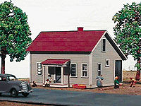 American Model Builders 139 1.5-Story House with Porch - 139 Maple Street -- 3-1/2 x 3 x 2-1/2" 8.7 x 7.5 x 6.2cm, HO Scale