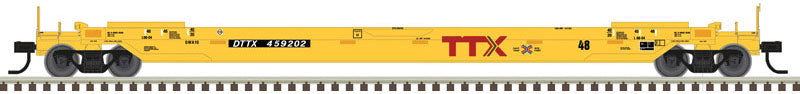 Atlas 20005997 Gunderson 48' All-Purpose Well Car - Ready to Run -- TTX 456354 (yellow, black, red, Next Load Any Road Slogan), HO Scale