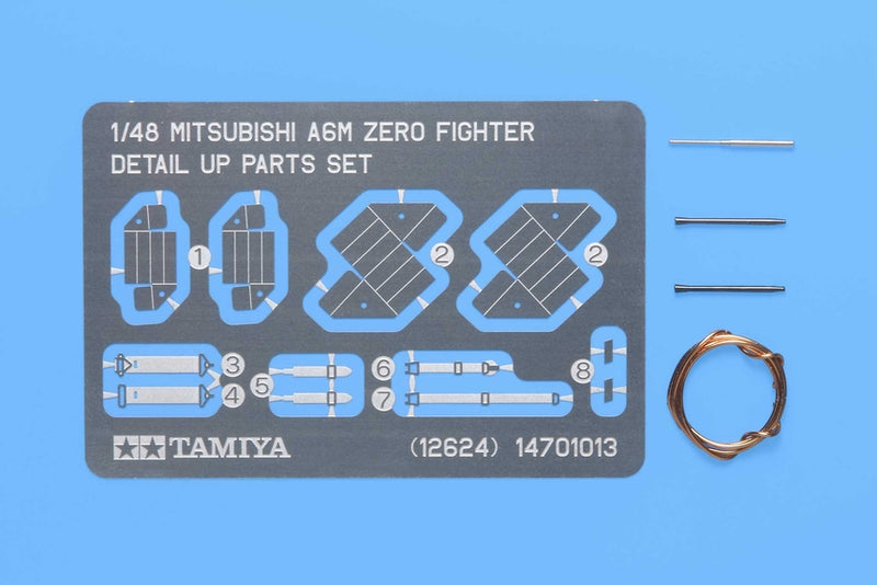 Tamiya 12624 MITSUBISHI A6M ZERO Fighter Detail Up Parts Set, 1:48 Scale