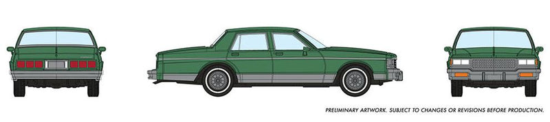 Rapido HO Chevrolet Caprice Sedan: Green, Detail Variations: Caprice nameplate, Sedan body, Chrome trim and wheel covers