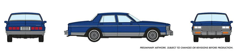 Rapido HO Chevrolet Caprice Sedan: Dark Blue, Detail Variations: Caprice nameplate, Sedan body, Chrome trim and wheel covers