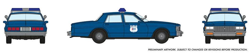 Rapido 800012 HO Chevrolet Impala Sedan: Amtrak Police, Detail Variations: Impala nameplate, Sedan body, "Dog dish" hub caps, Code 3 light bar