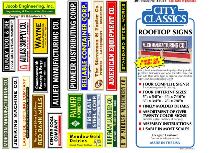 City Classics Buildings 801 Rooftop Industrial Signs - Kit --