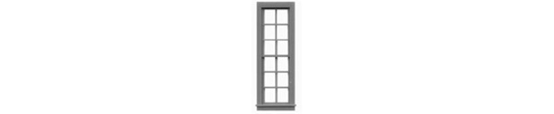 Tichy Train Group 8057 Windows - Double Hung pkg(12) -- 6/6; Scale 25" Wide x 92" High (Fits .34 x 1.11" Opening), HO Scale