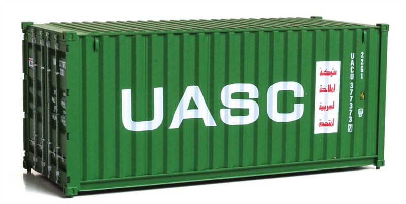 Walthers SceneMaster 949-8076 20' Corrugated Container - Assembled --UASC (green, white, red), HO