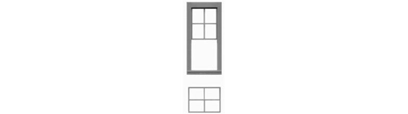 Tichy Train Group 8088 Windows - Double Hung pkg(12) -- 34 x 88" (Fits .44 x .98") 4/4 w/Separate Adjustable Sash, HO Scale