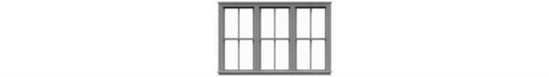 Tichy Train Group 8104 Windows - Double Hung pkg(3) -- Triple (Matches 8025); 98 x 62" (Fits .75 x 1.14" Opening), HO Scale