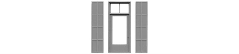 Tichy Train Group 8112 Masonry 1 Lite Door w/3 Lite Transom & Steel Shutters - pkg(3) -- 50 x 115" (Fits .57 x 1.3" Opening), HO Scale