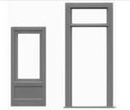 Tichy Train Group 8116  1-lite DOOR/FRAME/TRANS 3st, HO