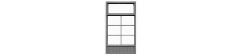 Tichy Train Group 8120 Store Windows - 6-Lite w/Top Transom & Lower Wood Panel pkg(6) -- 65 x 115: (Fits .75 x 1.325" Opening), HO Scale