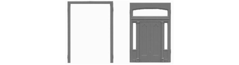 Tichy Train Group 8121 Double Door w/Sidelights & Transom, Separate Frame; pkg(3) -- 89-1/2 x 130" (Fits 1.075 x 1.53" Opening), HO Scale