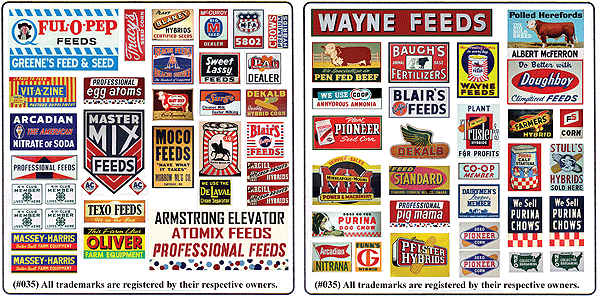 Blair Line 35 Printed Advertising Signs -- Vintage Feed & Seed Signs, N Scale