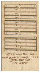 Blair Line 33 Wood Grade Crossing pkg(3) -- One Lane, N Scale