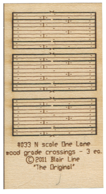 Blair Line 33 Wood Grade Crossing pkg(3) -- One Lane, N Scale