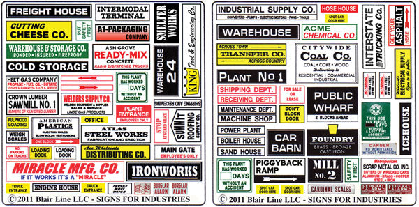 Blair Line 155 Storefront & Advertising Signs -- Industrial & Manufacturing, HO Scale