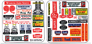 Blair Line 158 Storefront & Advertising Signs -- Main Street Storefront III, HO Scale