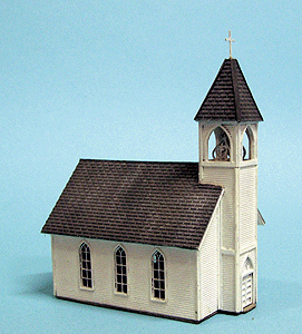 Blair Line 169 Wood Frame Church -- Kit - 4-7/8 x 3 x 6-1/2" 12.2 x 7.5 x 16.2cm, HO Scale