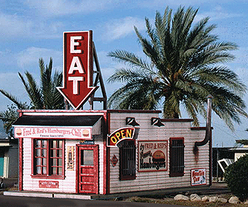 Blair Line 190 Fred & Red's Hamburgers -- Kit - 2 x 4-1/2" 5 x 11.2cm, HO Scale