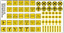 Blair Line 144 Highway Signs -- Vintage Caution 1930s-1950s (black, yellow), HO Scale