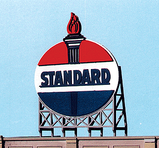 Blair Line 1522 Laser-Cut Wood Billboards - Small for Z, N & HO -- Standard Oil 1.87 x 2.25", A Scale