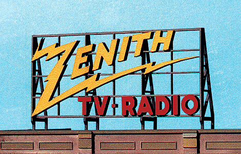 Blair Line 1527 Laser-Cut Wood Billboards - Small for Z, N & HO -- Zenith TV & Radio 2.5 x 1.37", A Scale