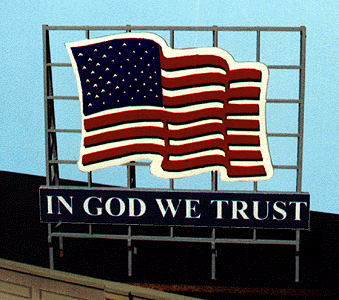 Blair Line 1520 Laser-Cut Wood Billboards - Small for Z, N & HO -- Patriotic US Flag - Includes 4 Slogans, A Scale