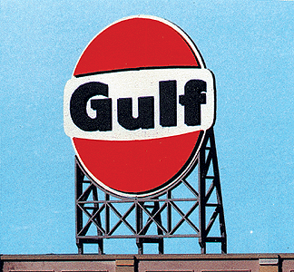 Blair Line 1523 Laser-Cut Wood Billboards - Small for Z, N & HO -- Gulf Oil 1.80 x 2.31", A Scale