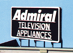 Blair Line 1506 Laser-Cut Wood Billboards - Small for Z, N & HO -- Admiral Television Appliances - 2-1/4" Wide x 1-3/8" Wide 5.7 x 3.5cm, A Scale