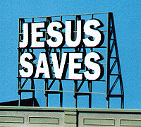 Blair Line 1507 Laser-Cut Wood Billboards - Small for Z, N & HO -- Jesus Saves - 2-1/4" Wide x 1-5/8" Tall 5.7 x 4.1cm, A Scale