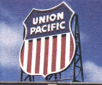 Blair Line 1509 Laser-Cut Wood Billboards - Small for Z, N & HO -- Union Pacific (Shield Herald) - 1-1/2" Wide x 2" Tall 3.8 x 5.1cm, A Scale