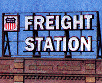 Blair Line 1503 Laser-Cut Wood Billboards - Small for Z, N & HO -- Freight Station w/30 Railroad Heralds 2-1/2" Wide x 1-3/8" Tall 6.2 x 3.4cm, A Scale