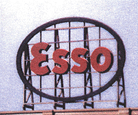 Blair Line 1510 Laser-Cut Wood Billboards - Small for Z, N & HO -- Esso - 2-1/8 x 1-7/8" 5.3 x 4.7cm, A Scale