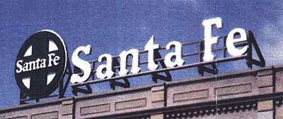 Blair Line 1511 Laser-Cut Wood Billboards - Small for Z, N & HO -- Santa Fe - Round Herald & Name 3-3/4 x 1-13/64" 9.3 x 3cm, A Scale