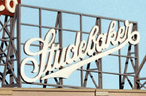 Blair Line 1513 Laser-Cut Wood Billboards - Small for Z, N & HO -- Studebaker - 2-1/2 x 1-3/8" 6.4 x 3.5cm, A Scale