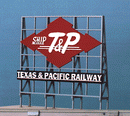 Blair Line 1531 Laser-Cut Wood Billboard - Small for Z, N & HO - Ship T&P "Texas & Pacific Railway" 1 5/8" Wide x 1 5/8" Tall, A Scale