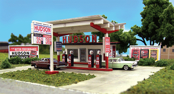 Blair Line 1002 Hudson Oil Gas Station -- Kit - 2-5/16 x 1-1/2" 5.9 x 3.8cm, N Scale