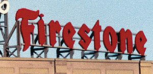 Blair Line 2514 Laser-Cut Wood Billboard Kits - Large for HO, S & O -- Firestone 5.25" Wide x 1.5" Tall, A Scale