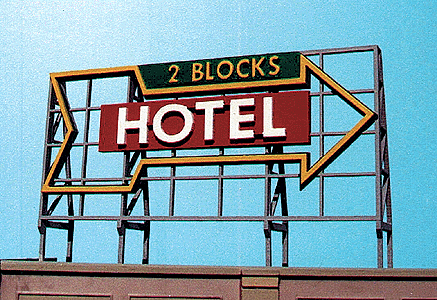 Blair Line 2517 Laser-Cut Wood Billboard Kits - Large for HO, S & O -- Hotel (2 Blocks), A Scale