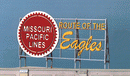 Blair Line 2530 Laser-Cut Wood Billboard Kits - Large for HO, S & O - Missouri Pacific Lines "Route Of The Eagles" 4.00" Wide x 2.5" Wide, A Scale