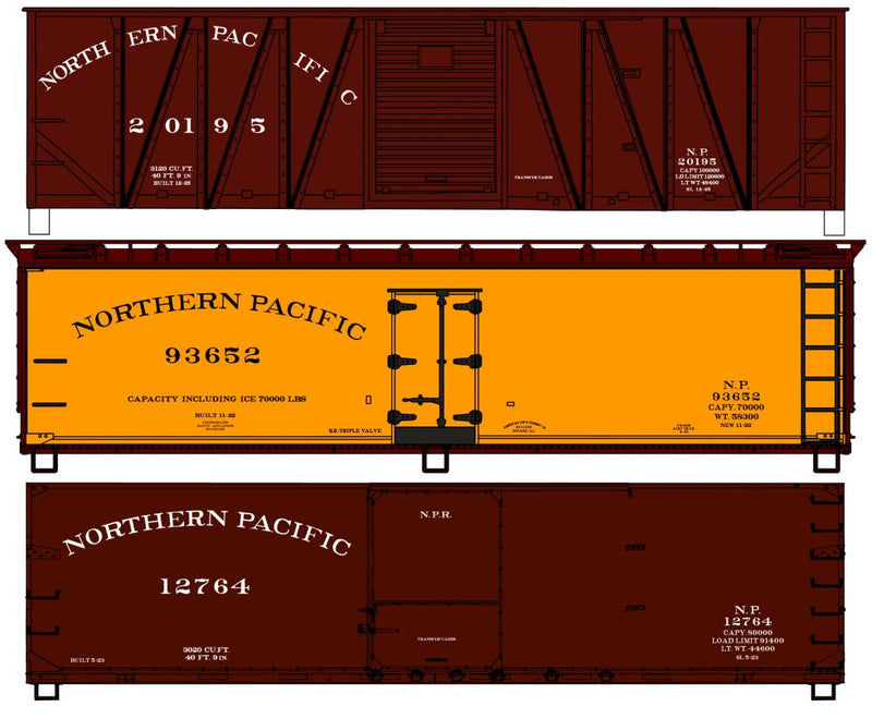 Accurail 8144 Northern Pacific Wood Boxcar & Reefer 3-Car Set, HO