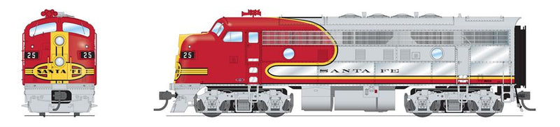 BLI 8160 EMD F3 A/B Set, ATSF 25L/25A, Warbonnet Scheme, 1960's Configuration, A-unit Paragon4 Sound/DC/DCC, Unpowered B, HO