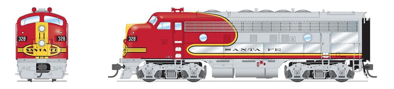 BLI 8190 EMD F7 A/B Set, ATSF 328L/328A, Warbonnet Scheme, 1950's Details, A-unit Paragon4 Sound/DC/DCC, Unpowered B, HO