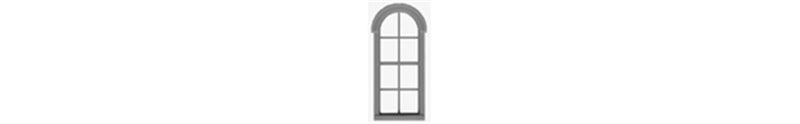 Tichy Train Group 8205 Windows - 4/4 Round Top (Unpainted Gray Plastic pkg(12) -- Double Hung Scale 24 x 72" Fits .34 x .825", HO Scale