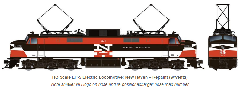 Rapido Trains 84007 EP-5 Electric Locomotive: New Haven Repaint (w/Vents)