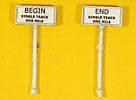 JL Innovative Design 840 Custom Right of Way signs - Begin/End Single Track, HO Scale