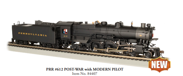 Bachmann 84407 K4 4-6-2 Pacific - WowSound(R) and DCC - Spectrum(R) -- Pennsylvania Railroad 612 (Post-War, Modern Pilot, black, graphite), HO